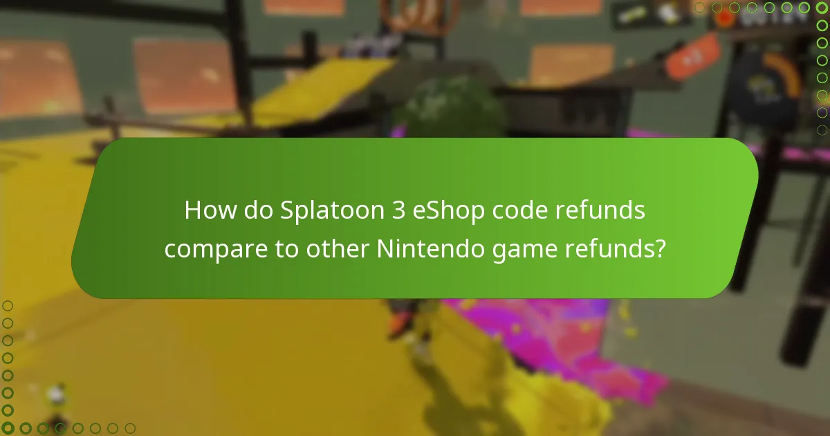 How do Splatoon 3 eShop code refunds compare to other Nintendo game refunds?