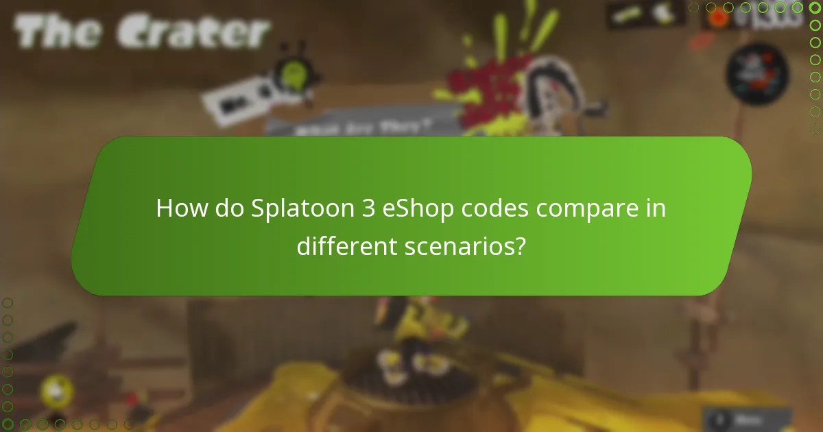 How do Splatoon 3 eShop codes compare in different scenarios?