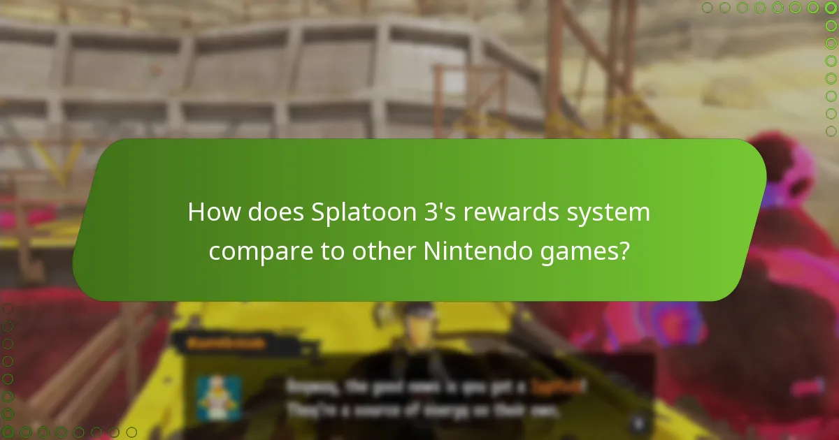 How does Splatoon 3's rewards system compare to other Nintendo games?
