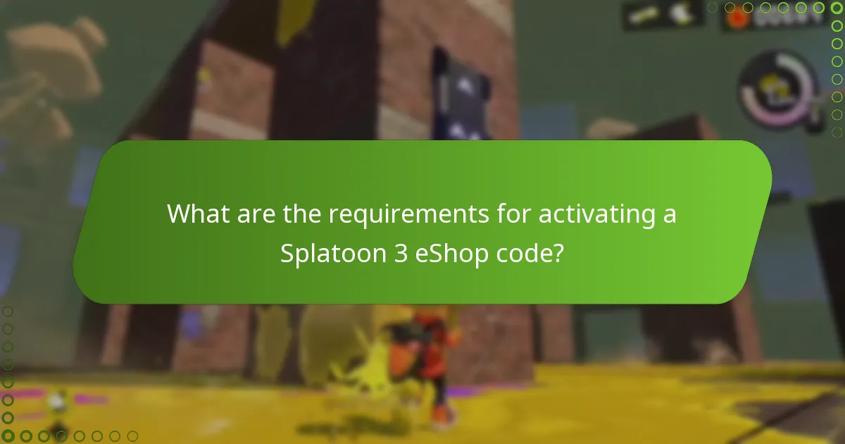 What are the requirements for activating a Splatoon 3 eShop code?