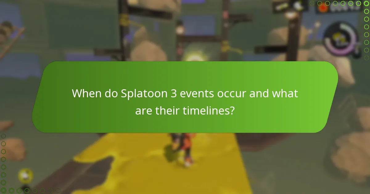 When do Splatoon 3 events occur and what are their timelines?